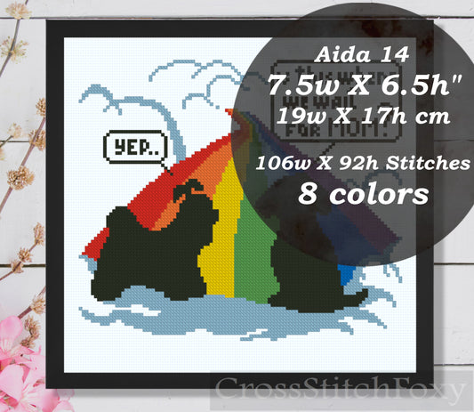 Rainbow bridge Shih Tzu dog cross stitch pattern