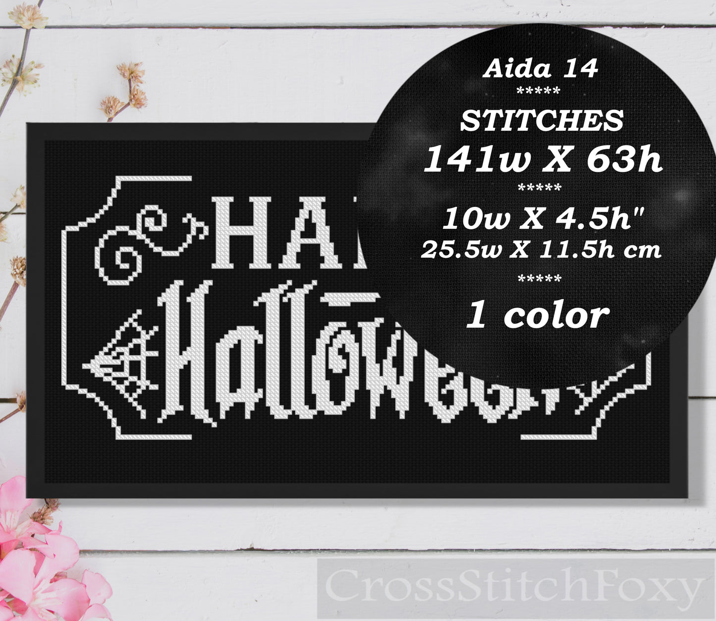Happy Halloween Sign cross stitch pattern