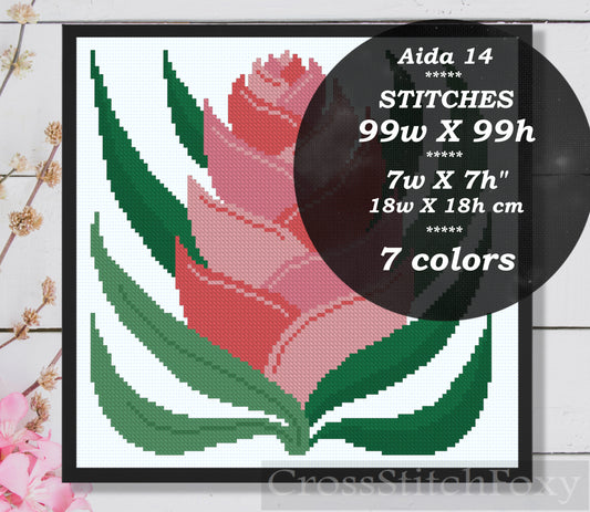 Abstract Plant Cross Stitch Pattern