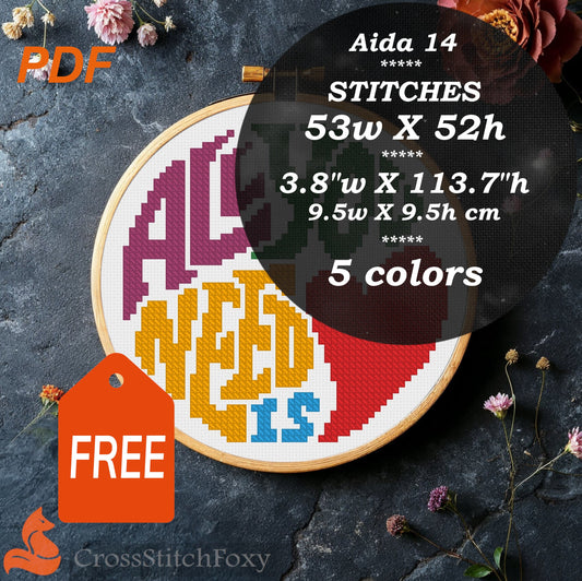 All You Need Is Love cross stitch pattern FREE