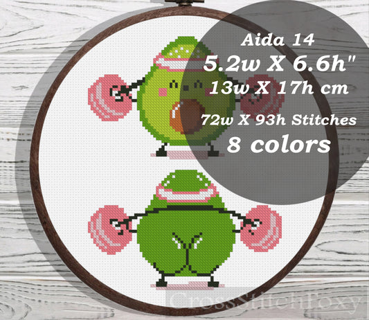 Avocado Squat Gym Sport Funny Cross Stitch Pattern