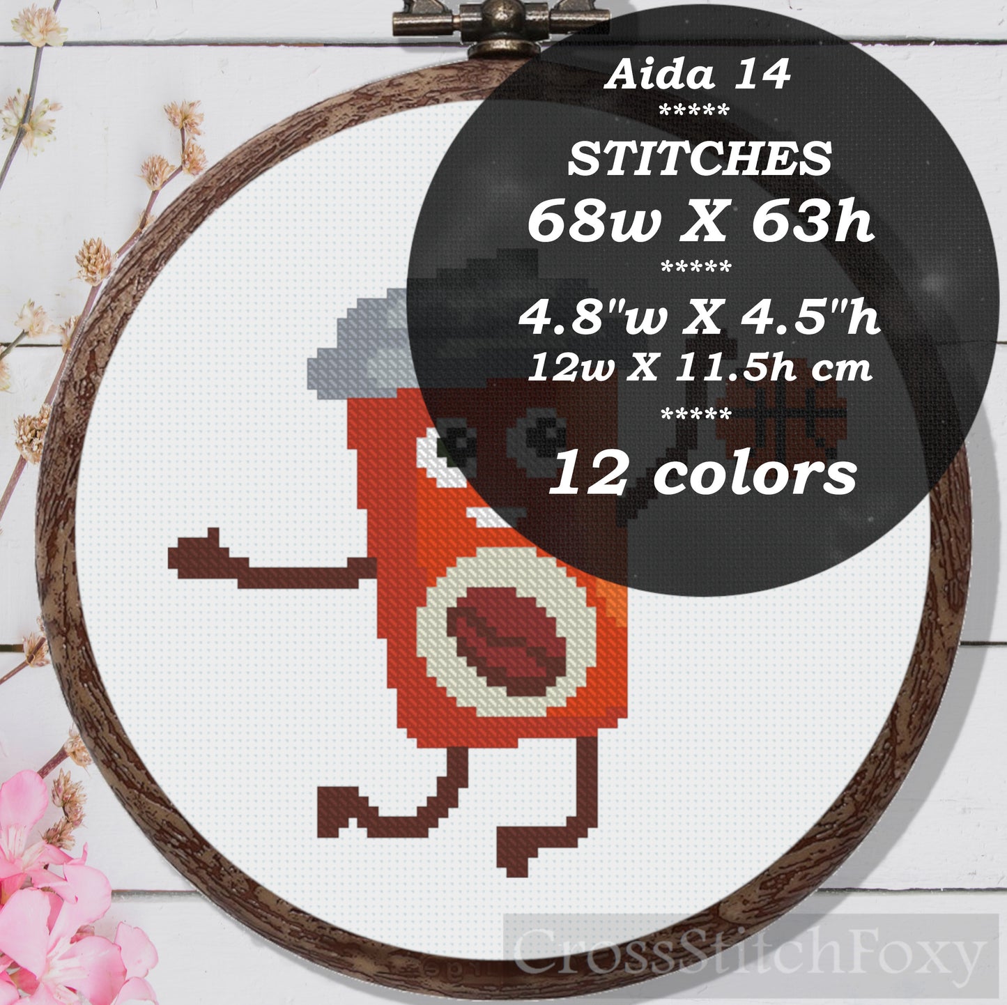 Basketball Coffee Cross Stitch Pattern