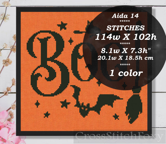 Boo Halloween cross stitch pattern