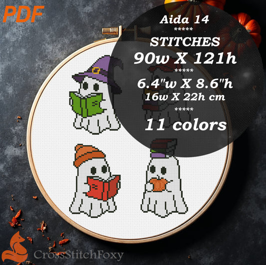 Book Ghost Cross Stitch Pattern