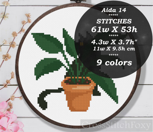 Cat with Home Plant Cross Stitch Pattern