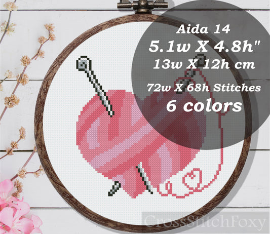 Cross stitch pattern Yarn Heart