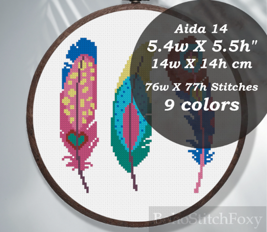 Feather cross stitch pattern