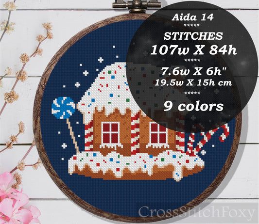 Gingerbread House Cross Stitch Pattern