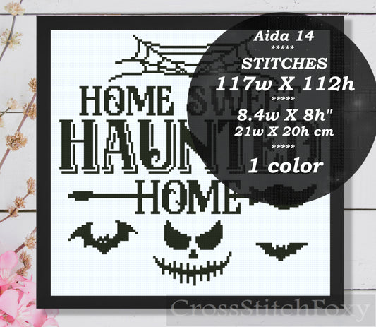 Home Sweet Haunted Home Halloween cross stitch pattern