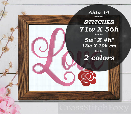 Love Lettering Cross Stitch Pattern
