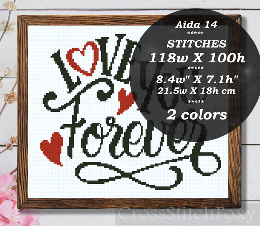 Love you forever cross stitch pattern