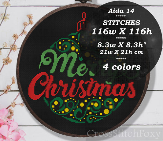 Merry Christmas Bauble cross stitch pattern
