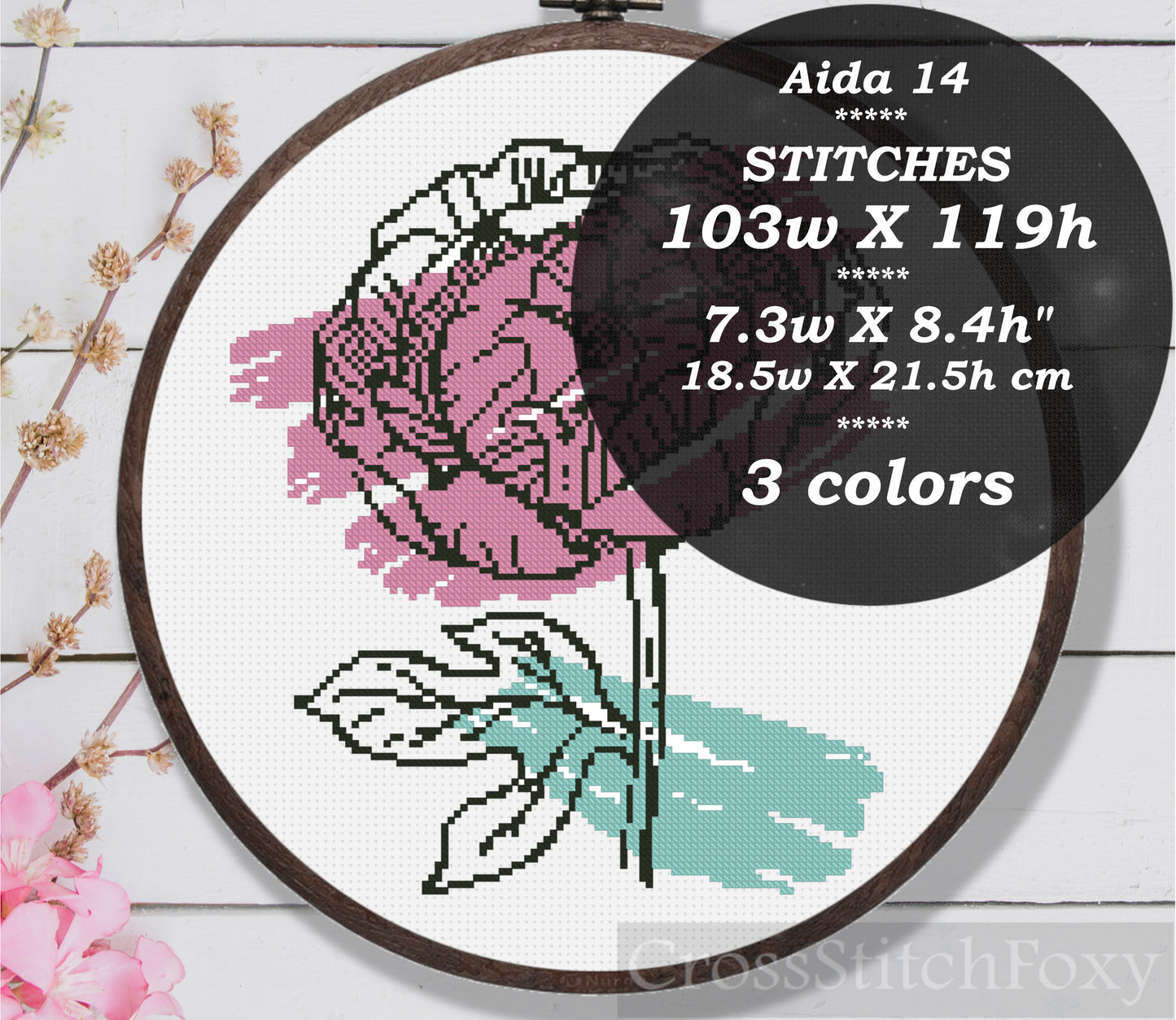 Peony Flower cross stitch pattern