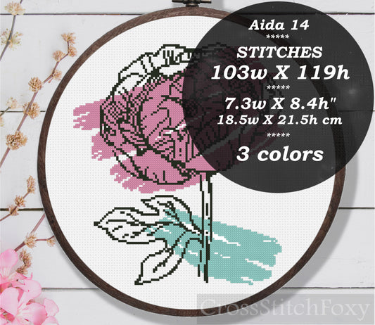Peony Flower cross stitch pattern