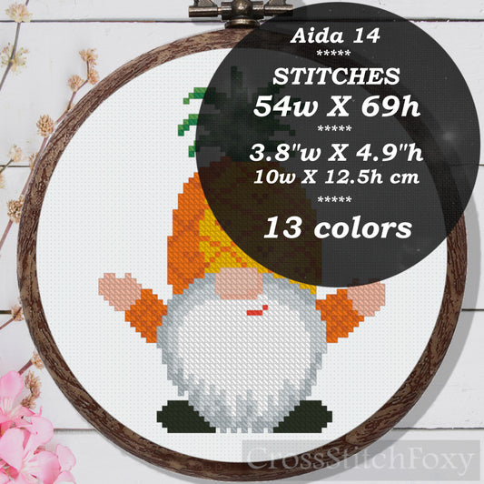 Pineapple gnome cross stitch pattern