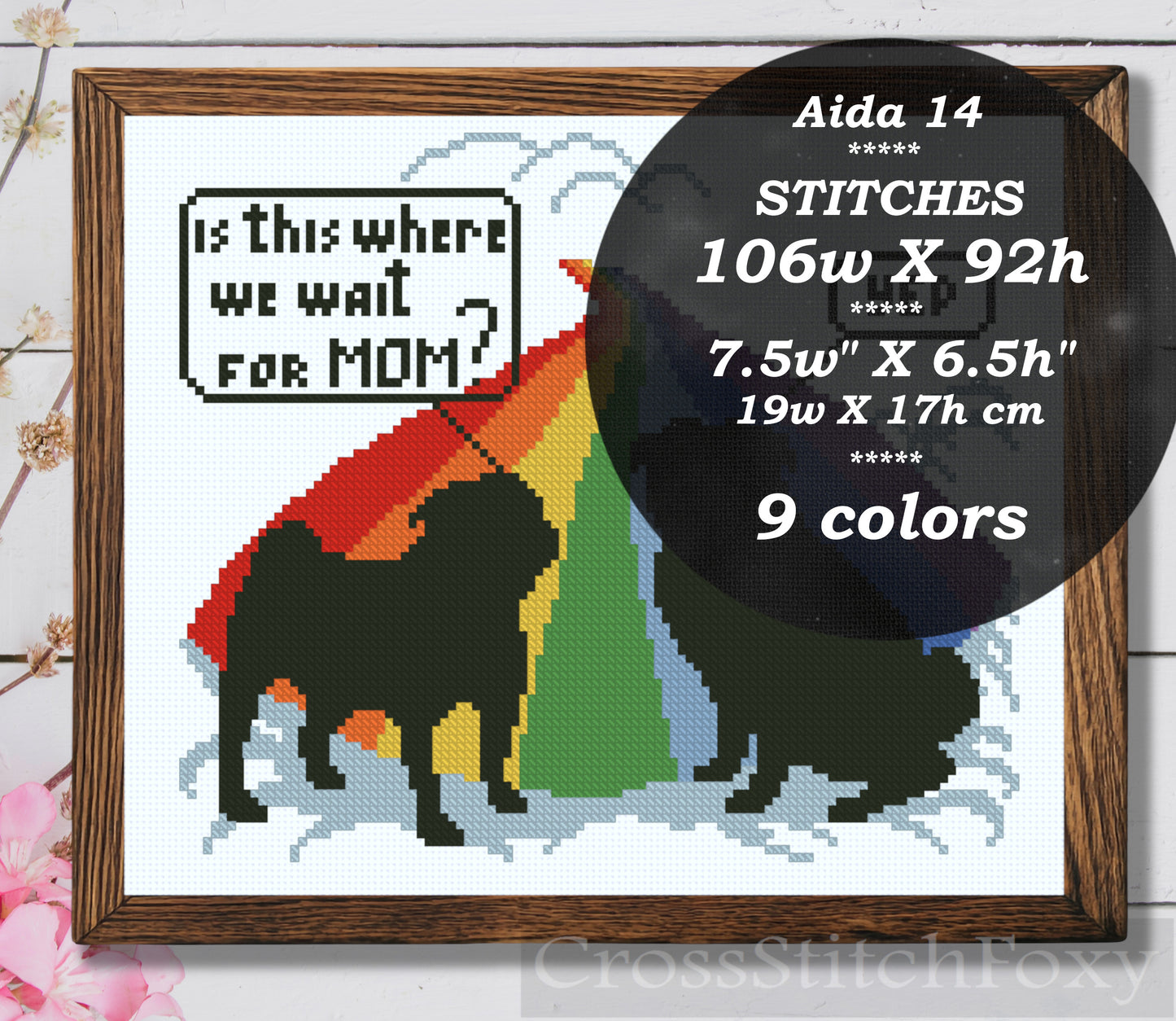 Rainbow bridge pug dogs cross stitch pattern