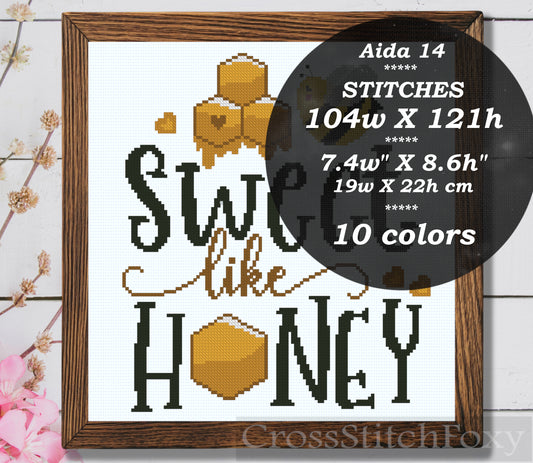 Sweet Like Honey Cross Stitch Pattern