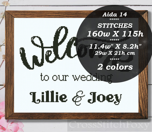 Wedding Welcome Sign cross stitch pattern