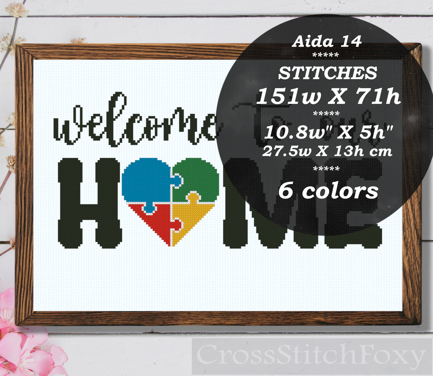 Welcome Sign Autism cross stitch