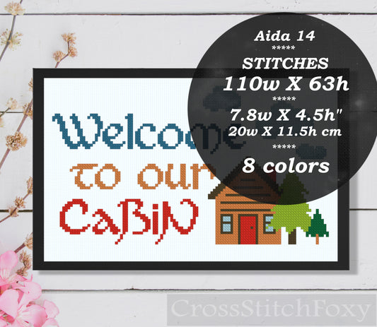 Welcome To Our Cabin Camping cross stitch pattern PDF