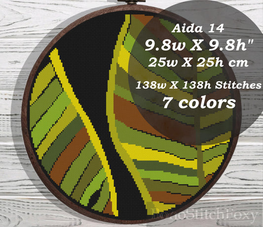 Palm leaf cross stitch pattern