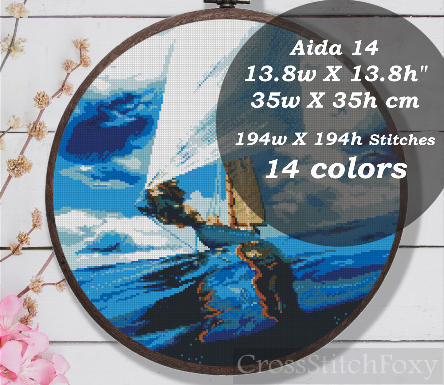 Sailing boat cross stitch pattern