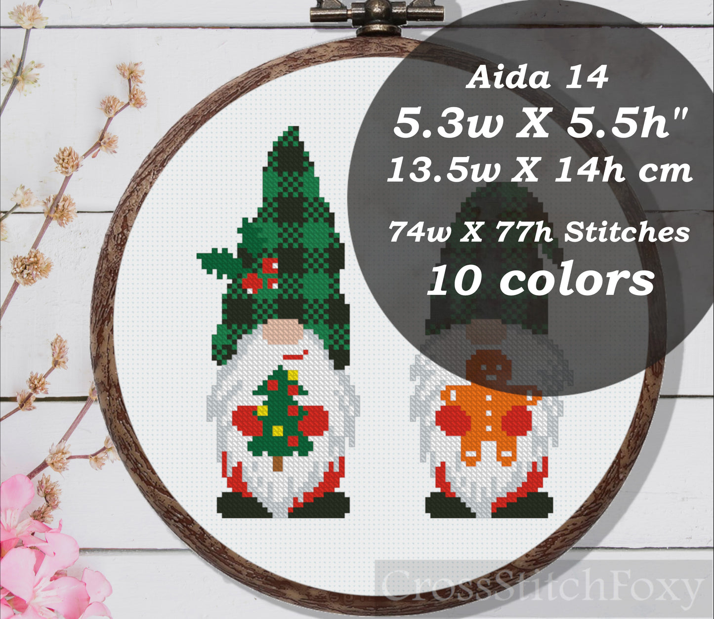 Tartan gnomes cross stitch pattern