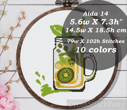 Healthy drink cross stitch pattern
