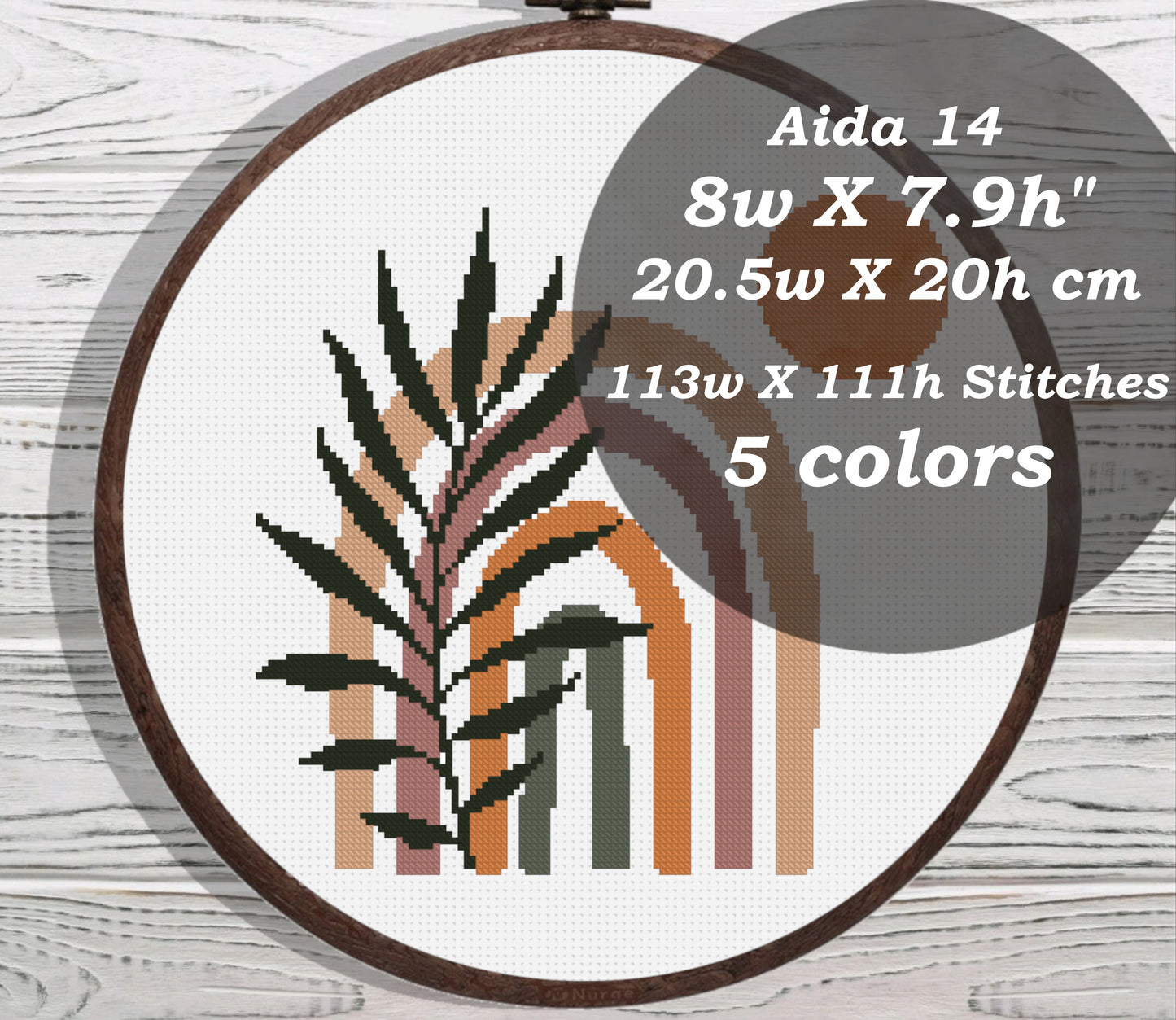 Palm leaves rainbow cross stitch pattern
