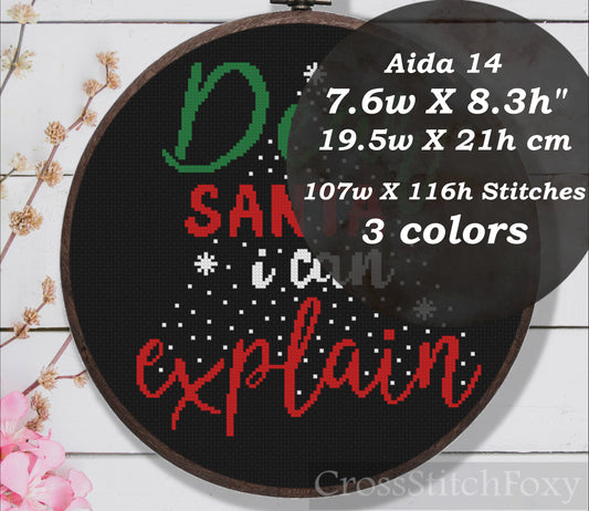 Dear Santa I can explain cross stitch pattern