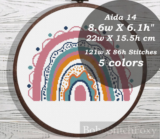 Nursery rainbow cross stitch pattern