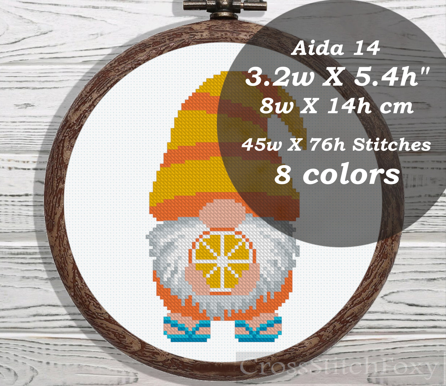 Summer Gnome cross stitch pattern