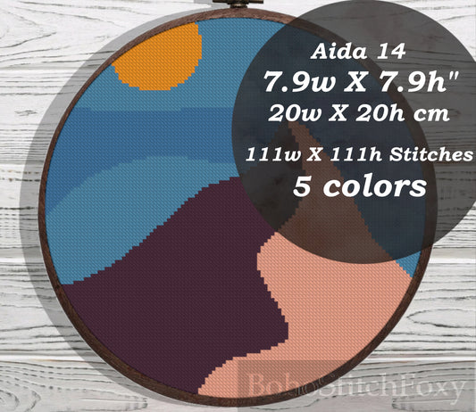 Desert landscape cross stitch pattern