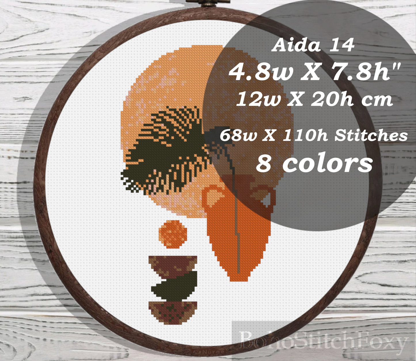 Palm leaf sun vase cross stitch pattern