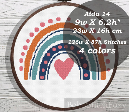 Nursery rainbow cross stitch pattern