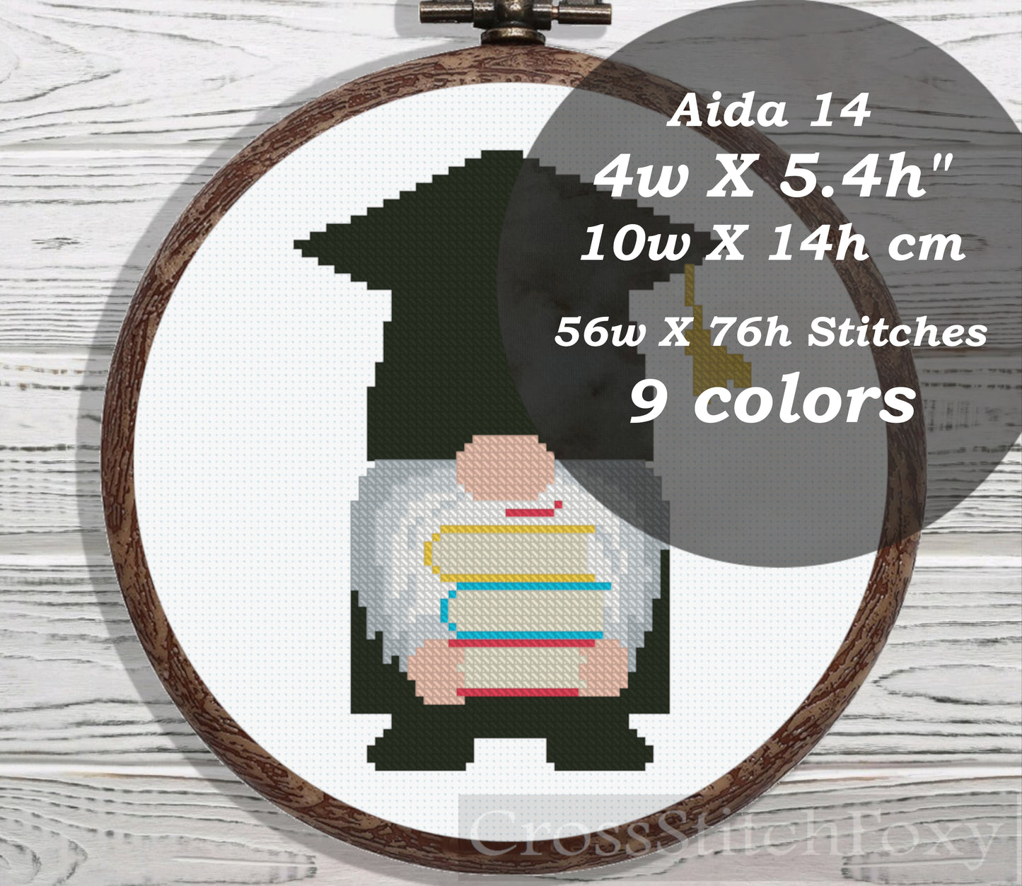 Graduation gnome cross stitch pattern