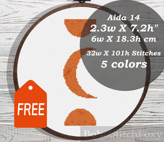 Boho Moon Phases cross stitch pattern
