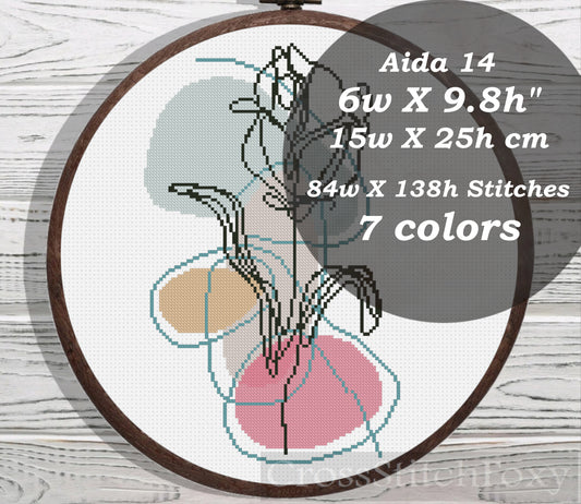 Boho Tulip Flower cross stitch pattern