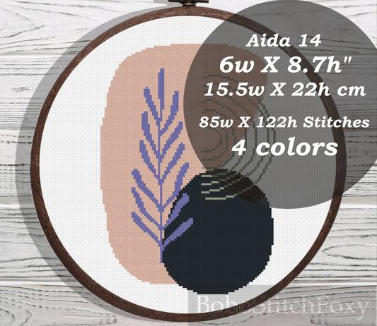 Abstract boho leaves cross stitch pattern