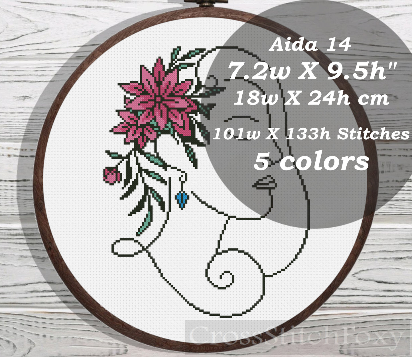 Female Floral cross stitch pattern