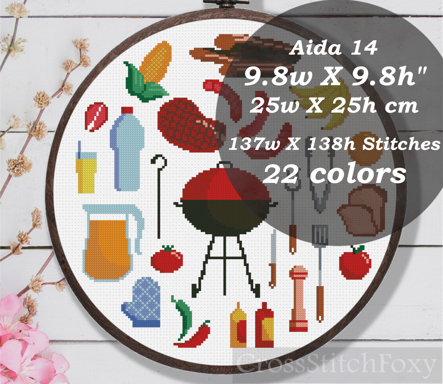 BBQ Cross Stitch Pattern PDF