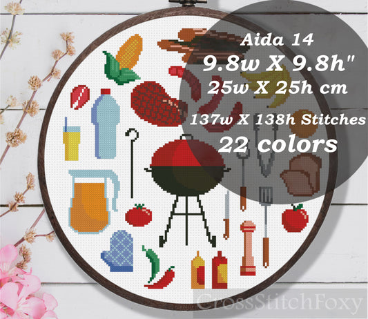 BBQ Cross Stitch Pattern PDF