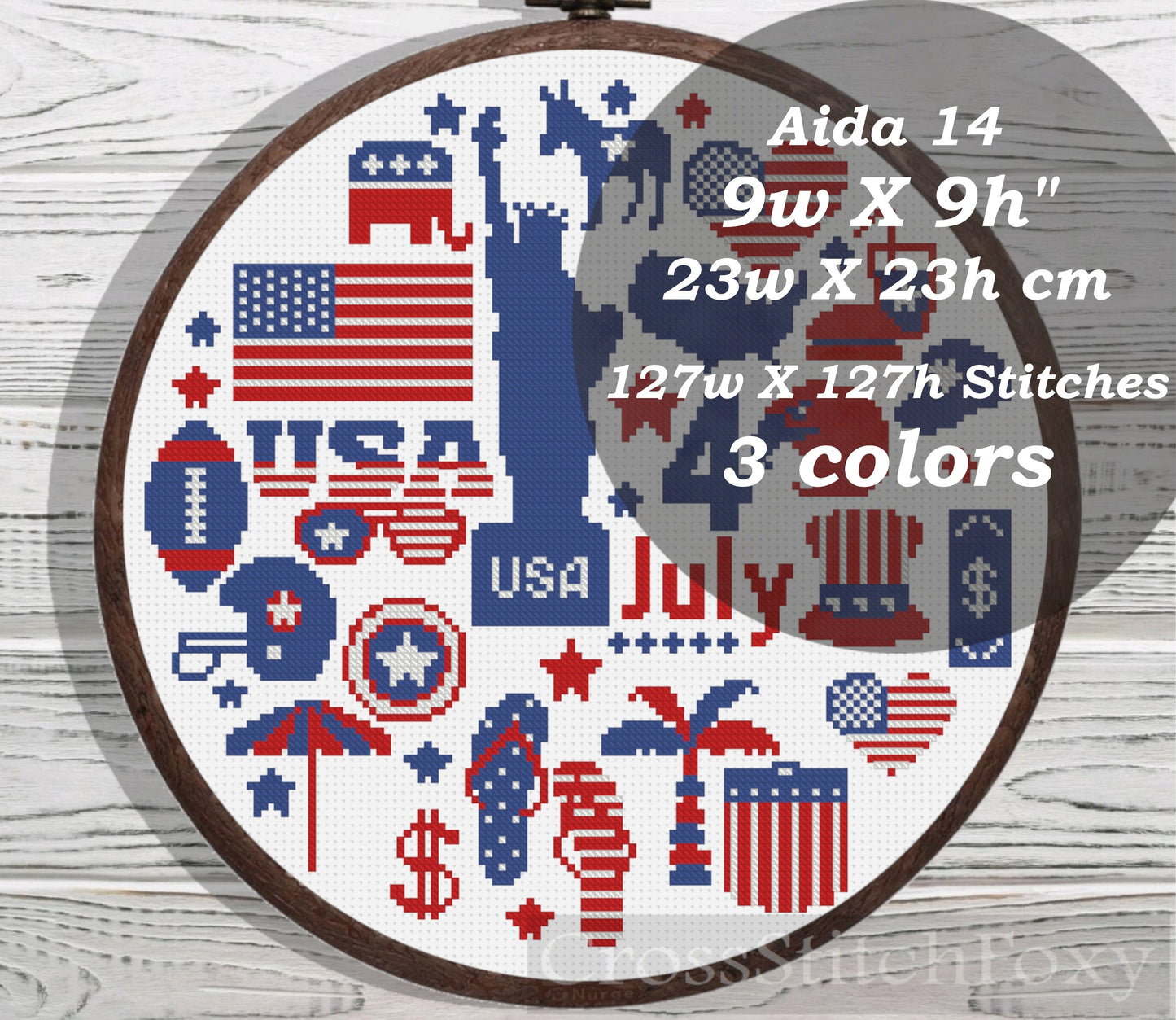 4 July Sampler cross stitch pattern