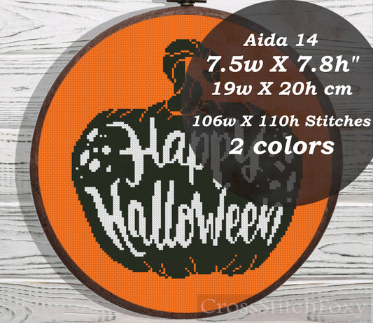 Happy Halloween Pumpkin cross stitch pattern