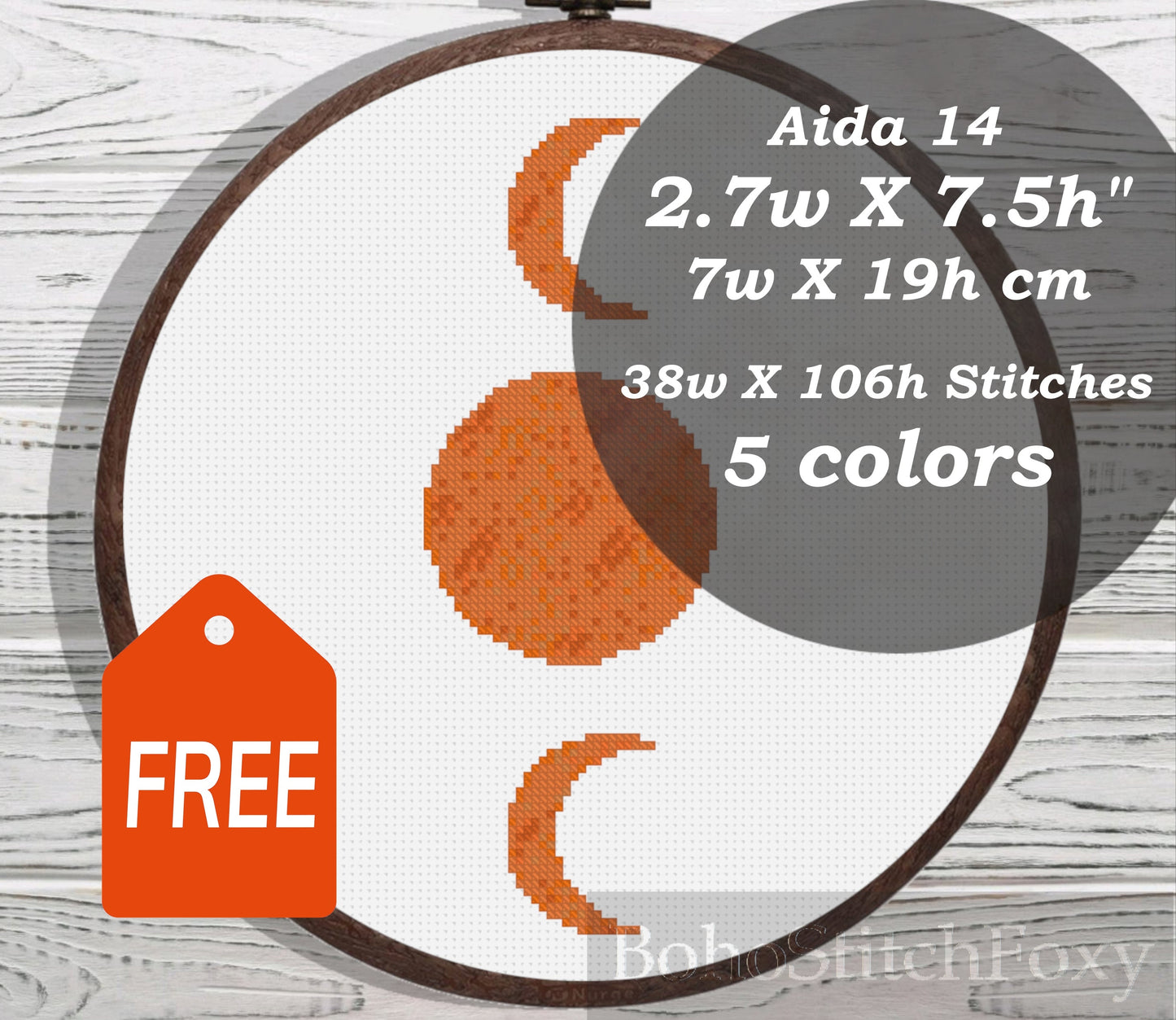 Boho Moon Phases cross stitch pattern