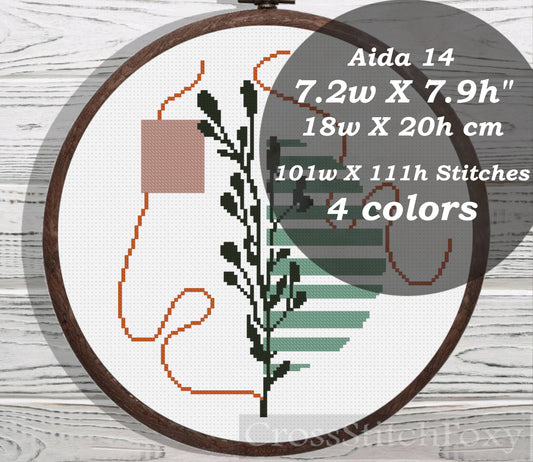 Boho Leaves Geometric cross stitch pattern