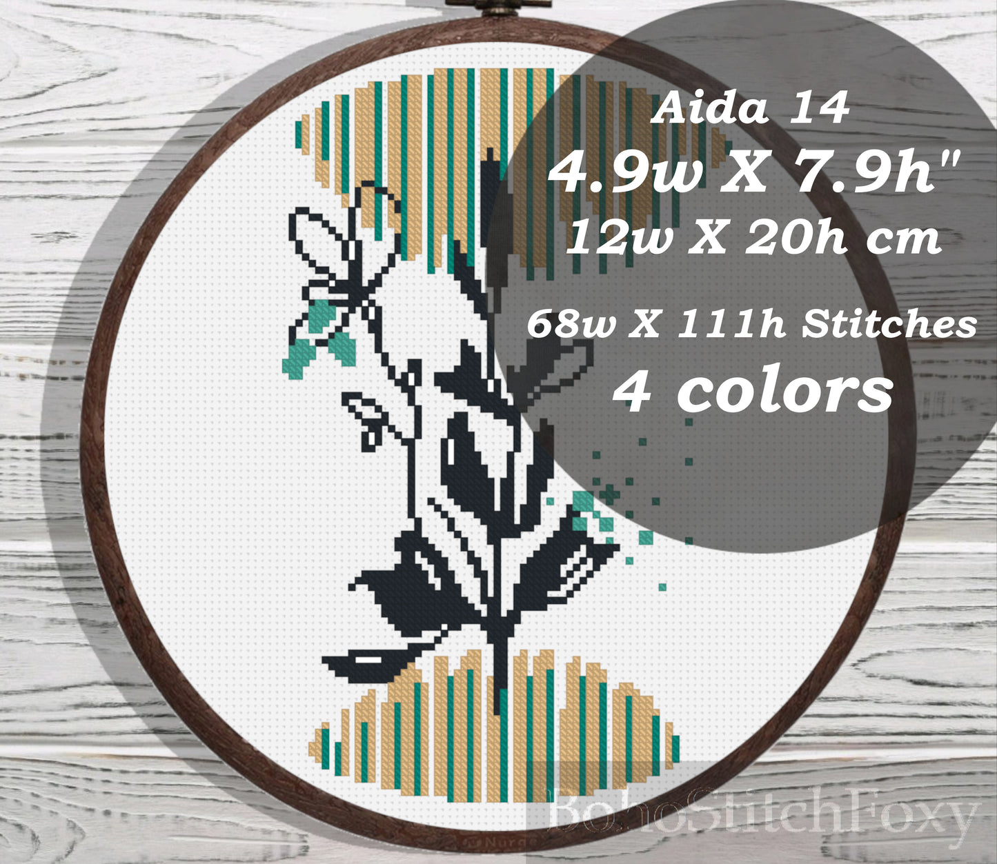 Boho leaf geometric cross stitch pattern