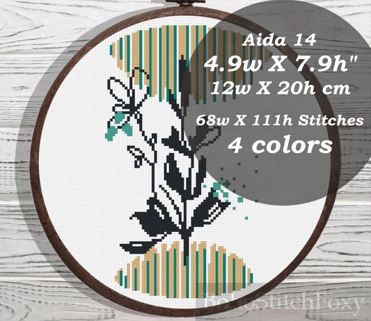 Boho leaf geometric cross stitch pattern