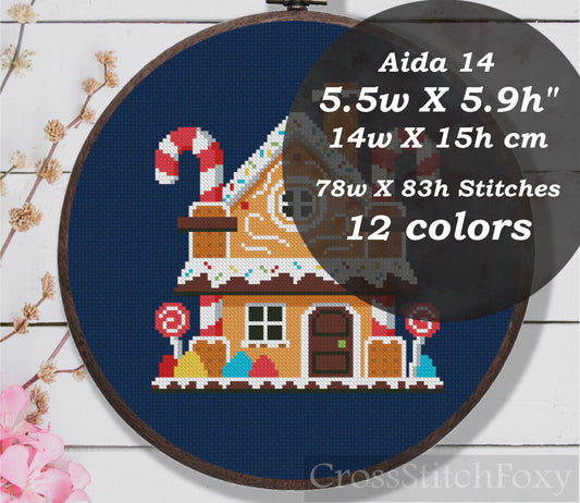 Gingerbread House Cross Stitch Pattern