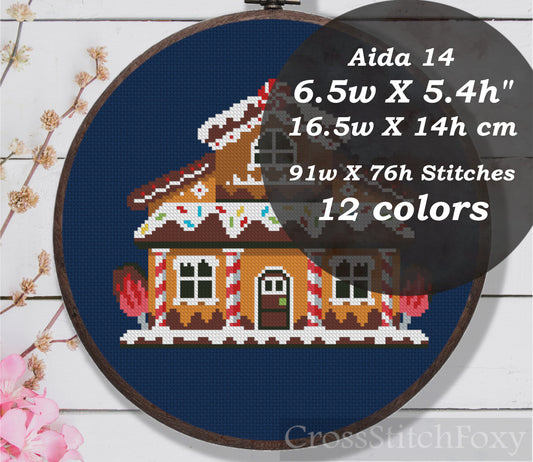 Gingerbread House Cross Stitch Pattern